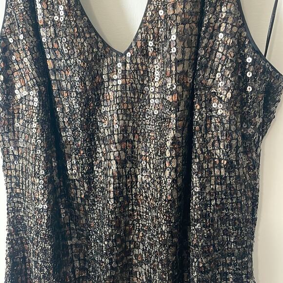 Cache Womens Sequin Sleeveless Dress Animal Print 8 - Picture 3 of 5
